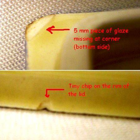 two damaged areas on the lid.