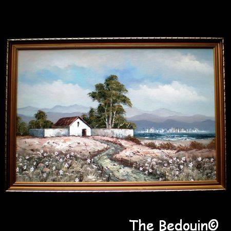 J Gold (SA Artist?). WEST COAST COTTAGE. Original Oil Painting. Framed (c 1990)
