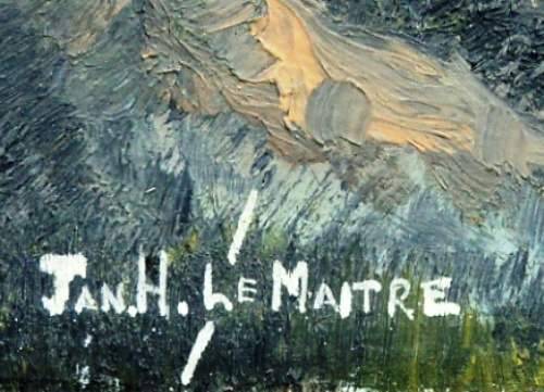 Jan H Le Maitre (South African artist) - MOUNTAIN LANDSCAPE. Oil. Unframed. 450 x 600 mm.