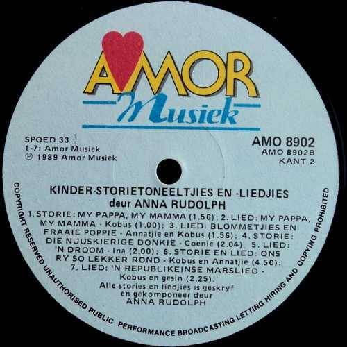 Anna Rudolph - KINDER- STORIETONEELTJIES EN -LIEDJIES. LP. (M/M). Stories en Liedjies (1989).