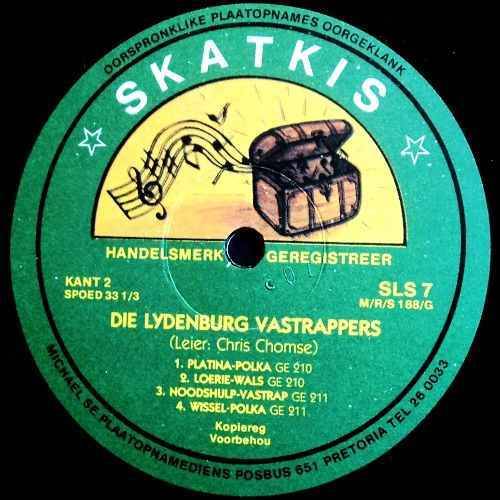 Die Lydenburg Vastrappers - OORSPRONKLIKE OPNAMES. LP (NM/NM).  Skatkis SLS 7. Boeremusiek.