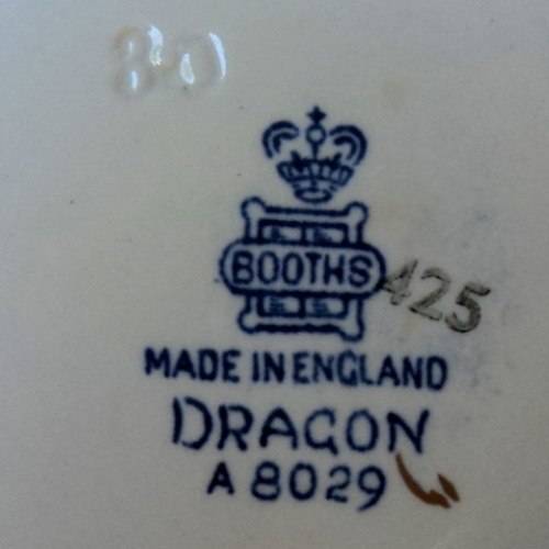 Booths Dragon Pattern. SMALL TEAPOT, 2 CUPS AND 2 SAUCERS. Antique (1912 Patent) Lovely condition.