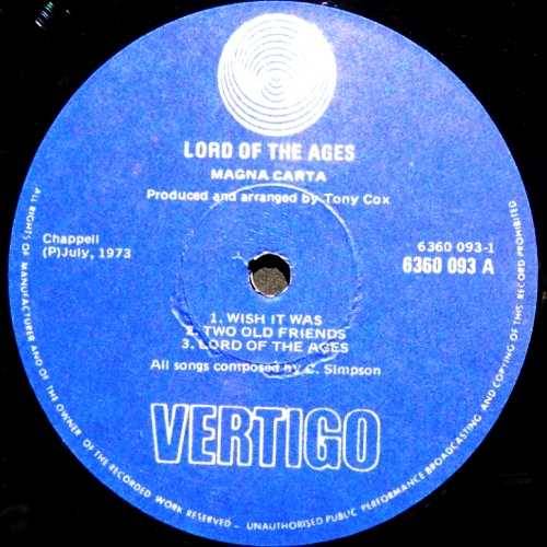 Magna Carta - LORD OF THE AGES. Vinyl  LP.  (VG+/VG+). South African release. 1973.