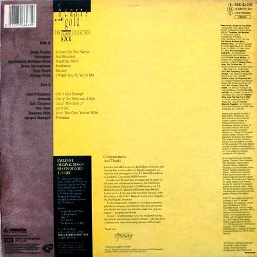 Hearts of Gold - THE CLASSIC ROCK COLLECTION. 33 rpm. 12` LP comp. (NM/NM) 1991. RSA. Classic Rock.