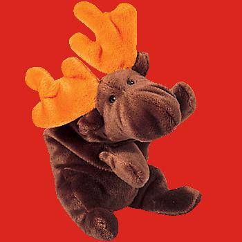 CHOCOLATE. The Moose (soft toy). Collectable Ty Beanie Baby. Born April 27, 1993. Retired