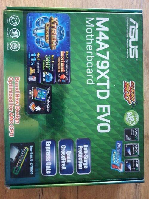 ASUS AMD socket AM3 M4A79XTD Motherboard and PhenomII Quad core processor.