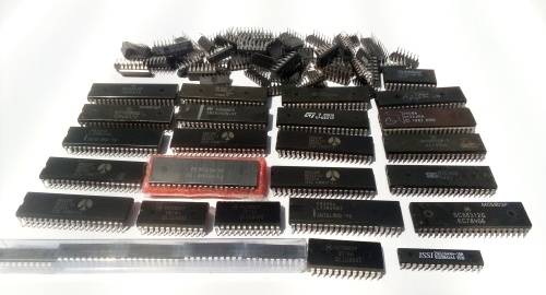 More than a handful of retro chips. 6522, 6821, 6847, 6845, 28C64 EEPROMs etc.