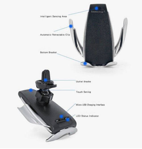 Bunker Automatic Clamping Qi Wireless Car Mount Charger