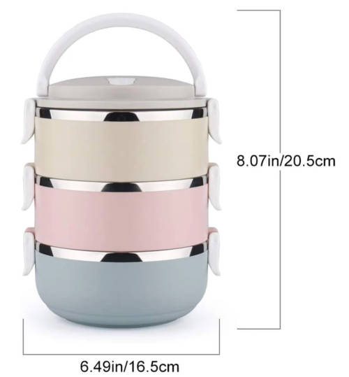 Stainless Steel Lunch Box 3 Layers Stackable Leak-Proof Thermal Bento Boxes