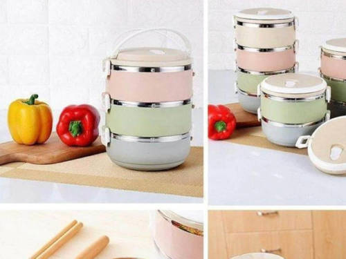 Stainless Steel Lunch Box 3 Layers Stackable Leak-Proof Thermal Bento Boxes