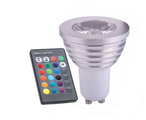 RGB Colour Change LED Light Bulb and Remote Control - PIN TYPE