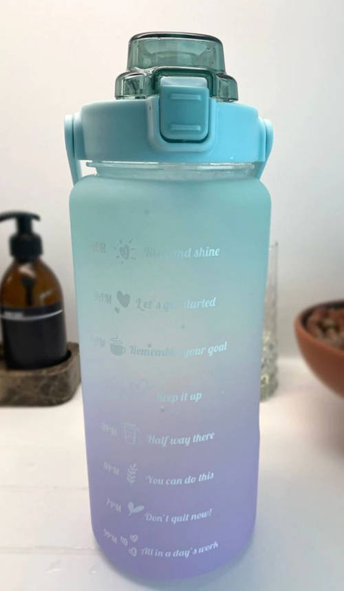 Water Bottle with Motivational Time Markers - 2L