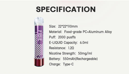 Fibie Glow 2000 Puffs Rechargeable Disposable Vape - Pink Lemon