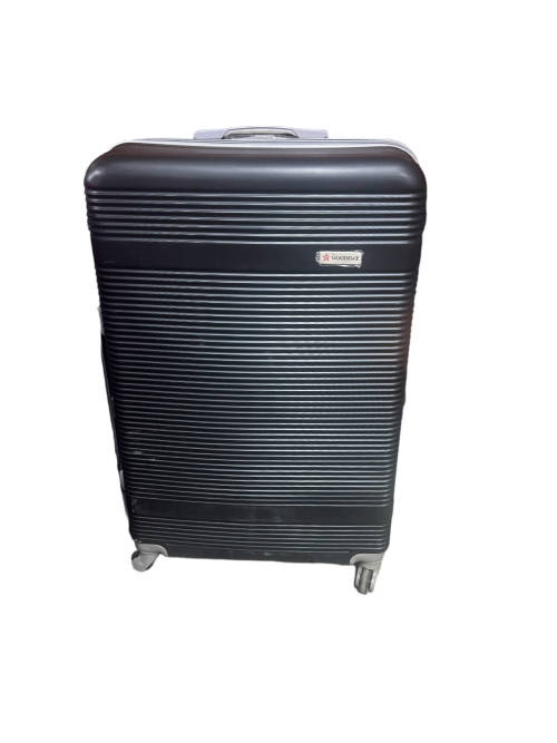 Hard Outer Shell Travel Luggage Set - 3 Piece - Black With Lines- Premium Quality Brand New