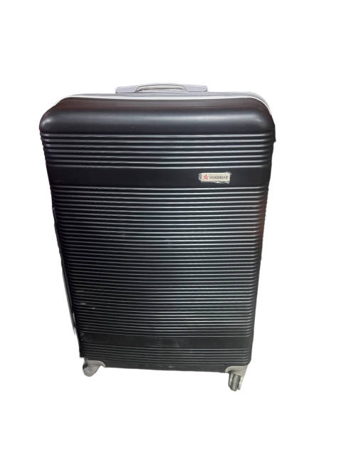 Hard Outer Shell Travel Luggage Set - 3 Piece - Black With Lines- Premium Quality Brand New