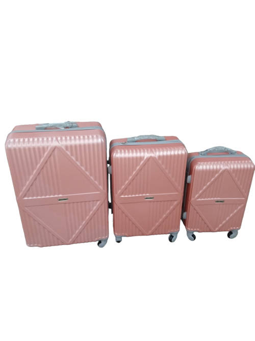 Latest Fashion Fancy Design High Quality Hard Outer Shell 3 in 1 Travel Luggage Set - Rose Gold