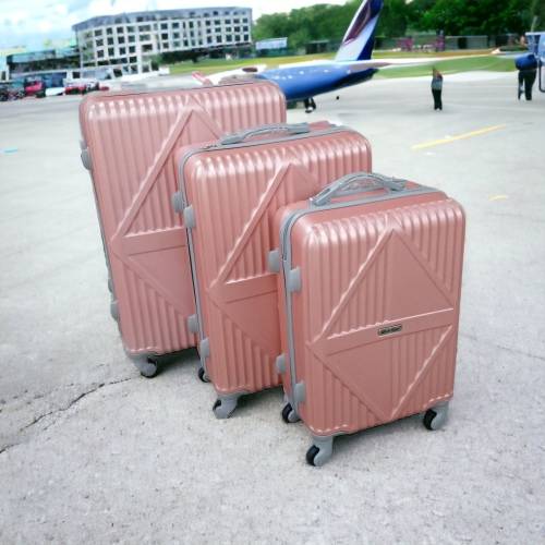 Latest Fashion Fancy Design High Quality Hard Outer Shell 3 in 1 Travel Luggage Set - Rose Gold
