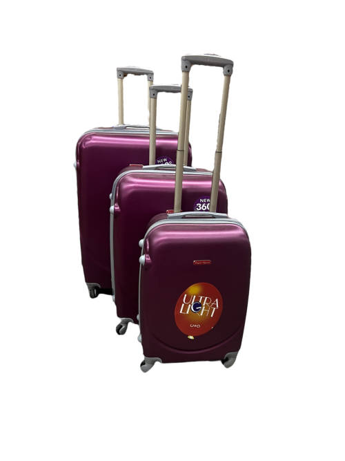 3 Piece Hard Outer Shell Luggage Set - Maroon
