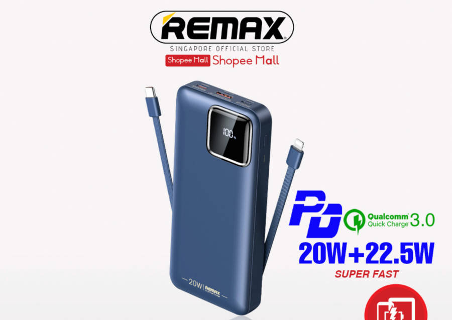 Remax Energy 30000mAH 20W+22.5W+PD+QC Fast Charge Power Bank With Built In Cables