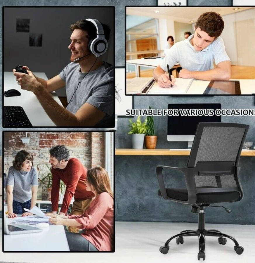 Smart Ergonomic Office Chair with Armrest, Height Adjustable & Swivel/Tilt Mechanism and Metal Base