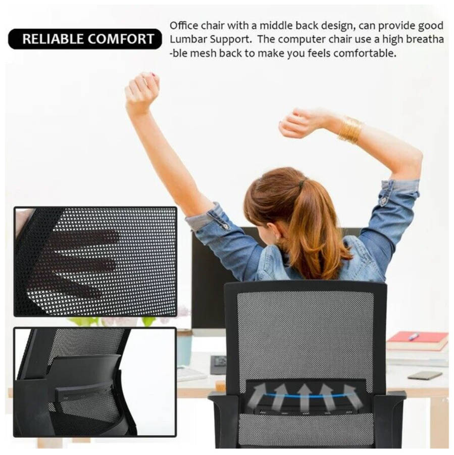 Smart Ergonomic Office Chair with Armrest, Height Adjustable & Swivel/Tilt Mechanism and Metal Base