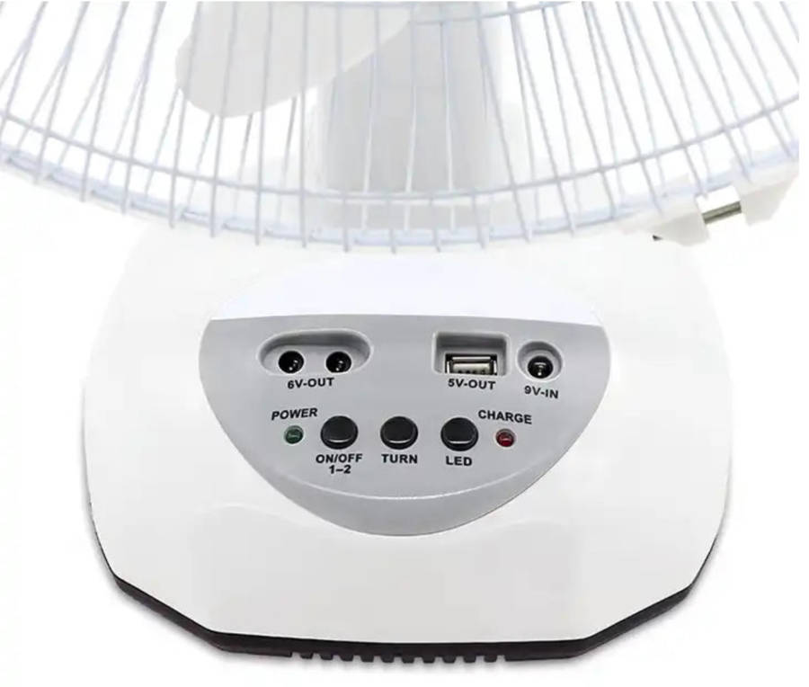 Condere 16` Rechargeable Solar Fan with Built in light and 2 Light Bulbs and a Solar Panel