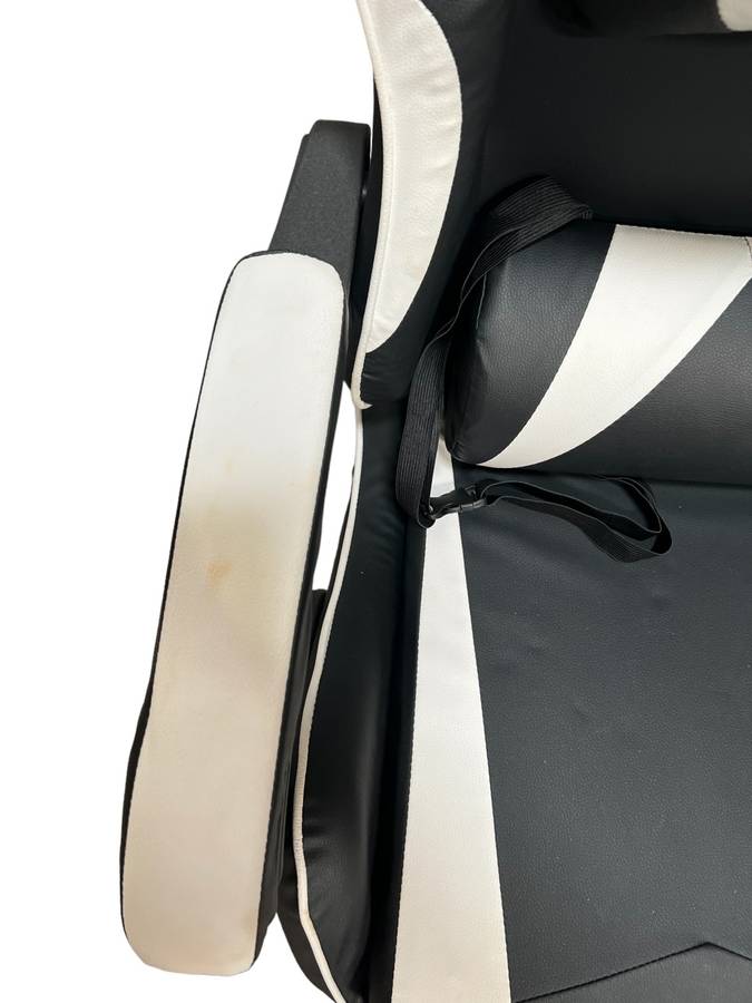 Rex M PU Leather Ergonomic Reclinable Gaming Chair with Adjustable Leg Rest - White- SEE DESCRIPTION