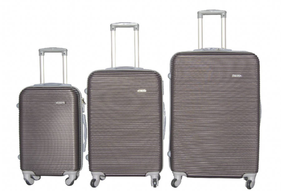 Hard Outer Shell Travel Luggage Set - 3 Piece - Brown - Brand New