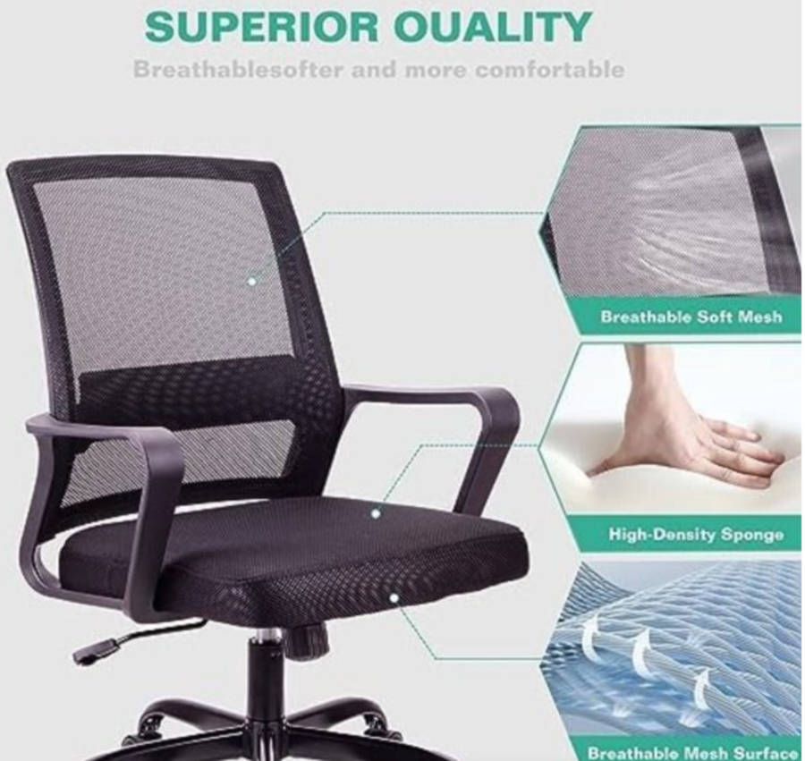 Ergonomic Office Chair with Steel Base and Thick Foam Seat Padding - Display Unit Read Description