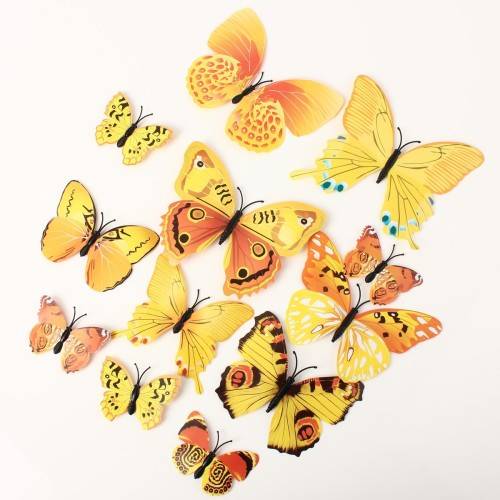 6x PVC 3d Butterfly wall stickers