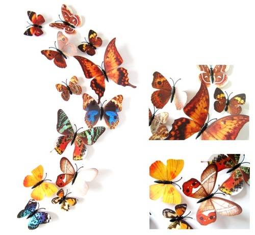 6x PVC 3d Butterfly wall stickers