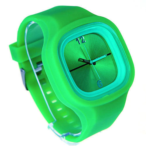 Square Candy Jelly Silicone Unisex Sport Watch Bracelet (Green)