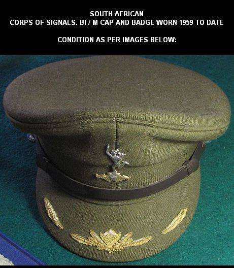 SADF CORPS OF SIGNALS OFFICER CAP AND BADGE