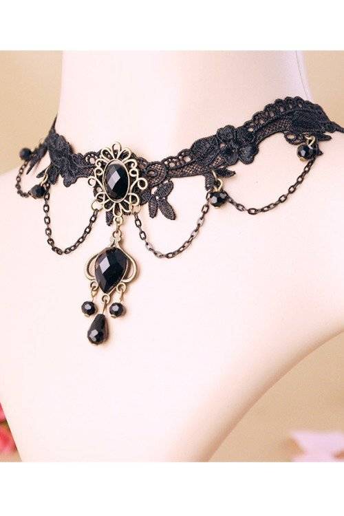 gothic black lace choker