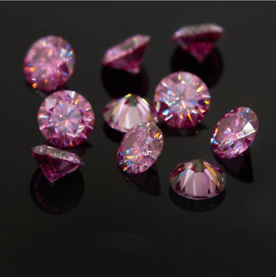 1CT Pink Color Loose Moissanite Stone Round Excellent Cut VVS1 with Certificate