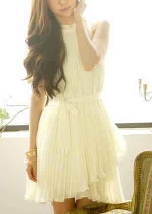 *Fashion Tokyo* Elegant Sleeveless Pleated Chiffon Dress