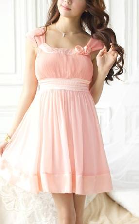 *Fashion Tokyo* Elegant Sleeveless Flora Dress-Pink