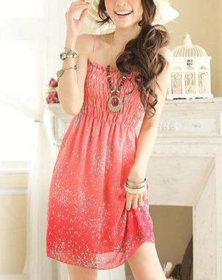 *Fashion Tokyo* Spaghetti-strap Flora Chiffon Dress