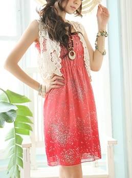 *Fashion Tokyo* Spaghetti-strap Flora Chiffon Dress