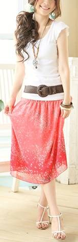 *Fashion Tokyo* Spaghetti-strap Flora Chiffon Dress