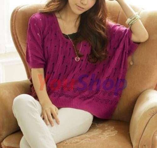<< X'mas Big Sale 12/17-12/19 >> *Fashion Tokyo* Widen-style Knitting Top-Purple