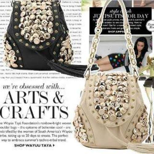 Gorgeous leather handbag with stunning beads and buttons...fit for a princess....