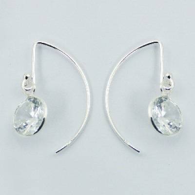 925 NEW MODERN sterling silver arc earrings with cubic zirconia
