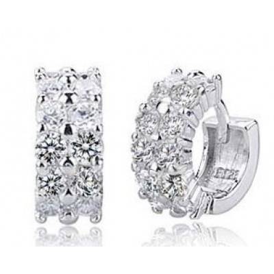 925 STERLING SILVER STUNNING CUFF CLIP HOOP CUBIC ZIRCONIA EARRING...A MUST MUST HAVE,!!
