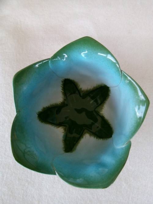 3 X SOUTH AFRICAN MOONSTONE AND MUSTARDSEED POTTERY PIECES - CUP,SAUCER & BOWL