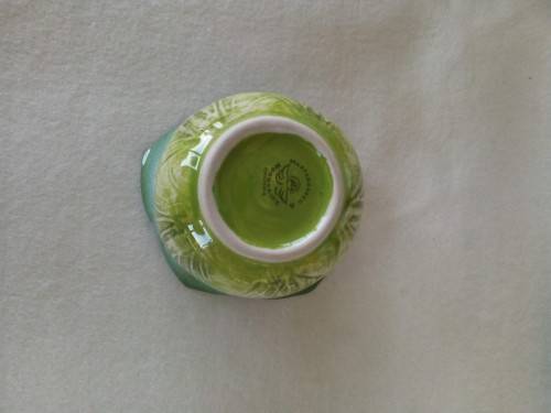 3 X SOUTH AFRICAN MOONSTONE AND MUSTARDSEED POTTERY PIECES - CUP,SAUCER & BOWL