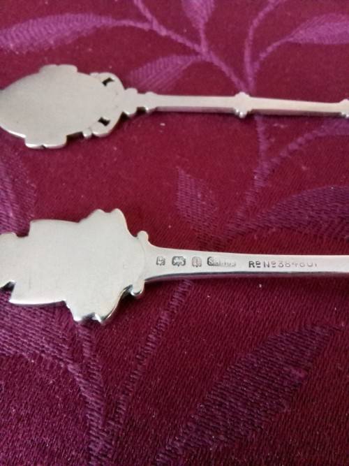 2 X SOLID SILVER SHOOTING TROPHY SPOONS - BIRMINGHAM 1904 & 1907