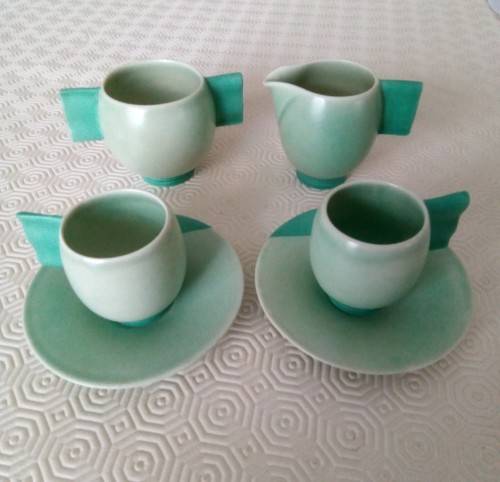 CARLTON WARE - RARE `MODERNE` TEA/COFFEE FOR TWO SET - DESIGN NUMBER 1246 - C1935/6