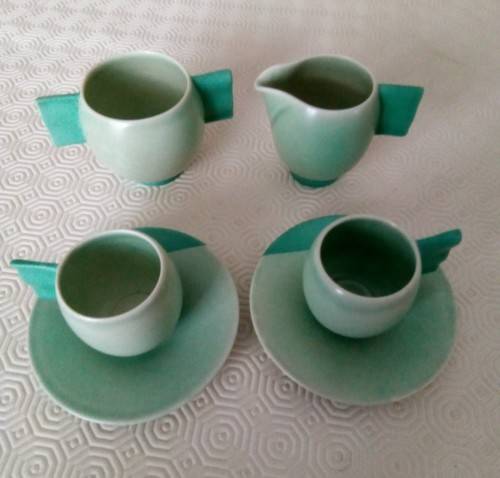 CARLTON WARE - RARE `MODERNE` TEA/COFFEE FOR TWO SET - DESIGN NUMBER 1246 - C1935/6