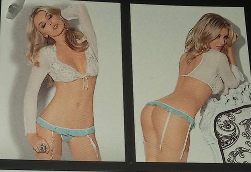 Ivory and Blue Bra and Gartini Set: Size- Large